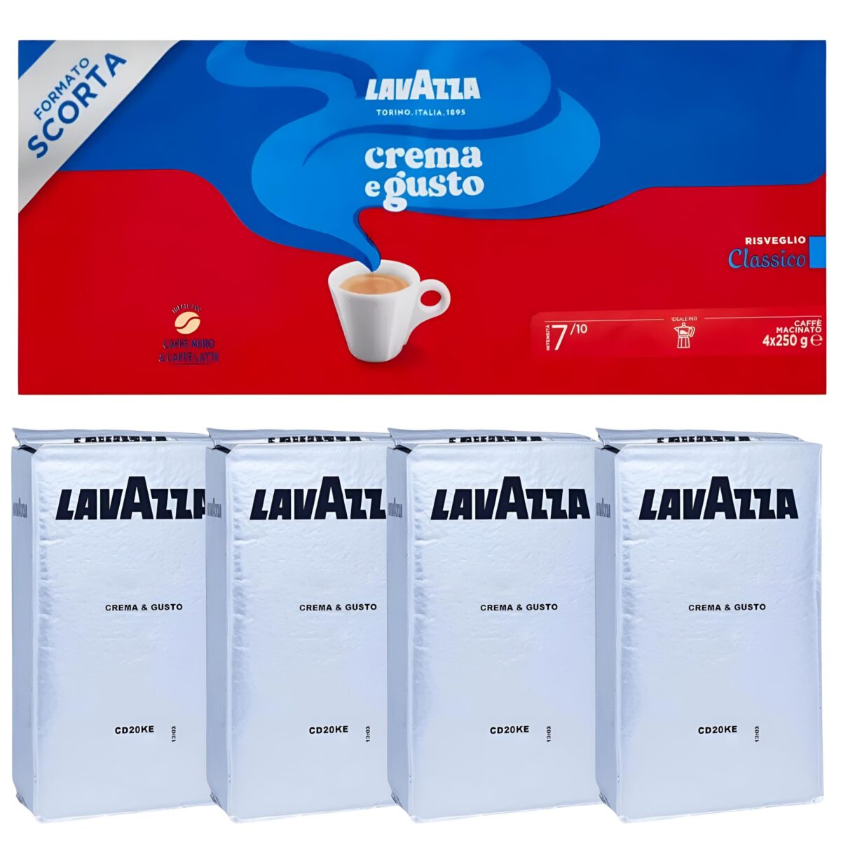 LAVAZZA Crema E Gusto Classico Ground Coffee 1kg (250g 4 Packs)