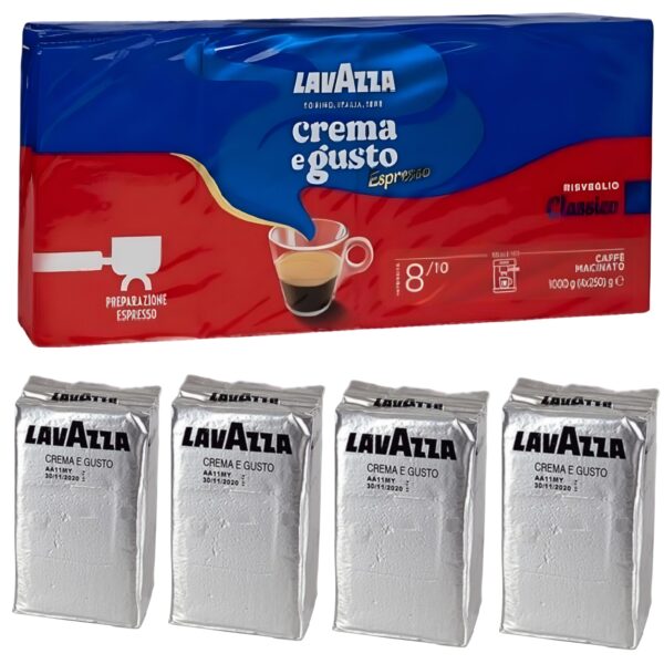 LAVAZZA Crema E Gusto Espresso Ground Coffee 1kg (250g 4 packs)